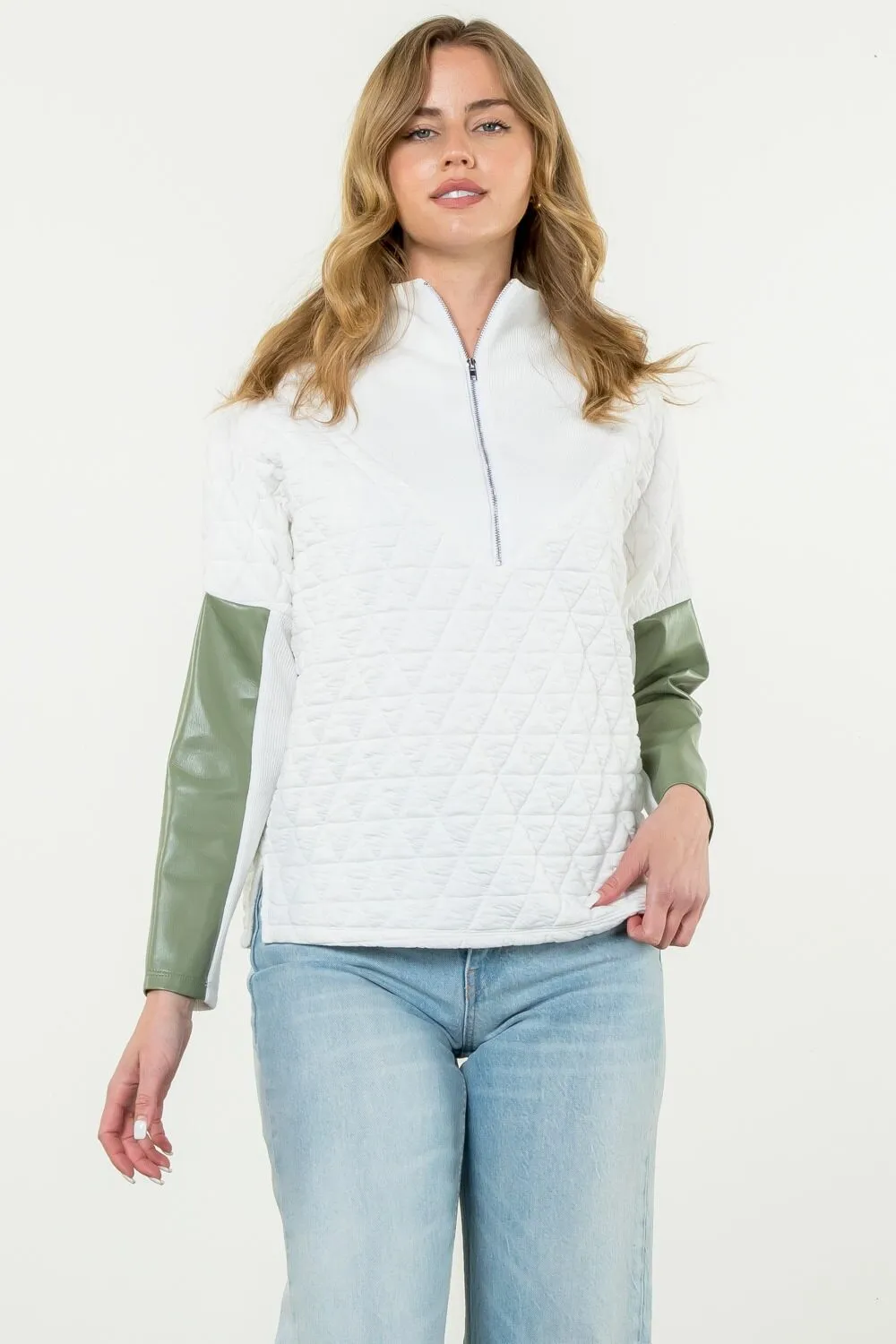 Quilted Half Zip Sweater