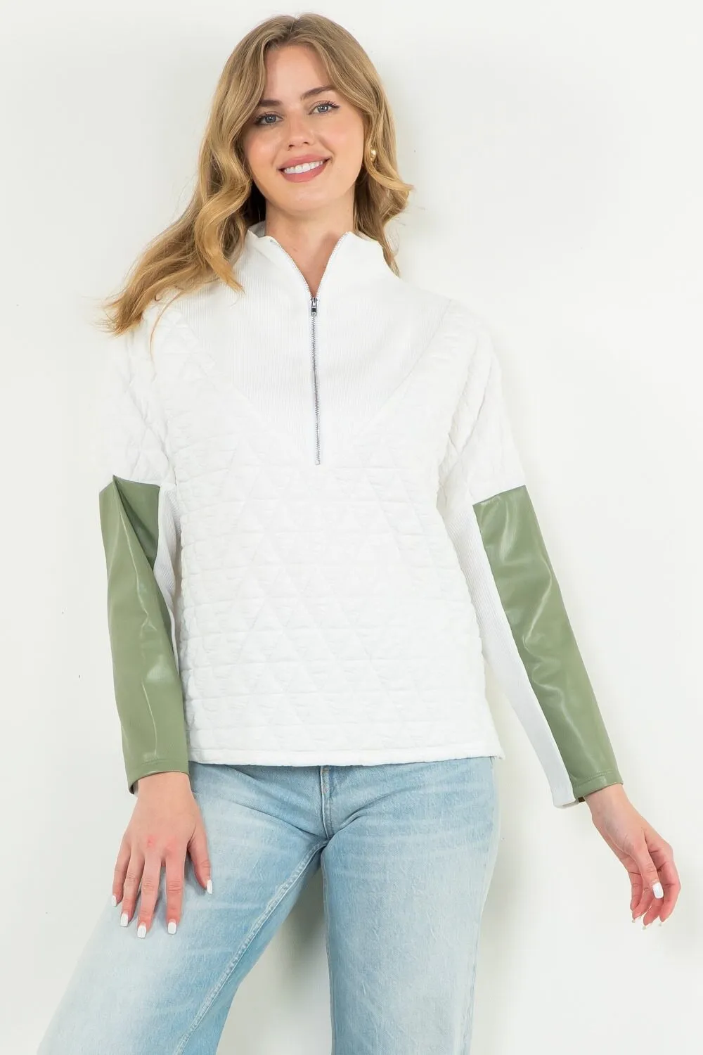 Quilted Half Zip Sweater