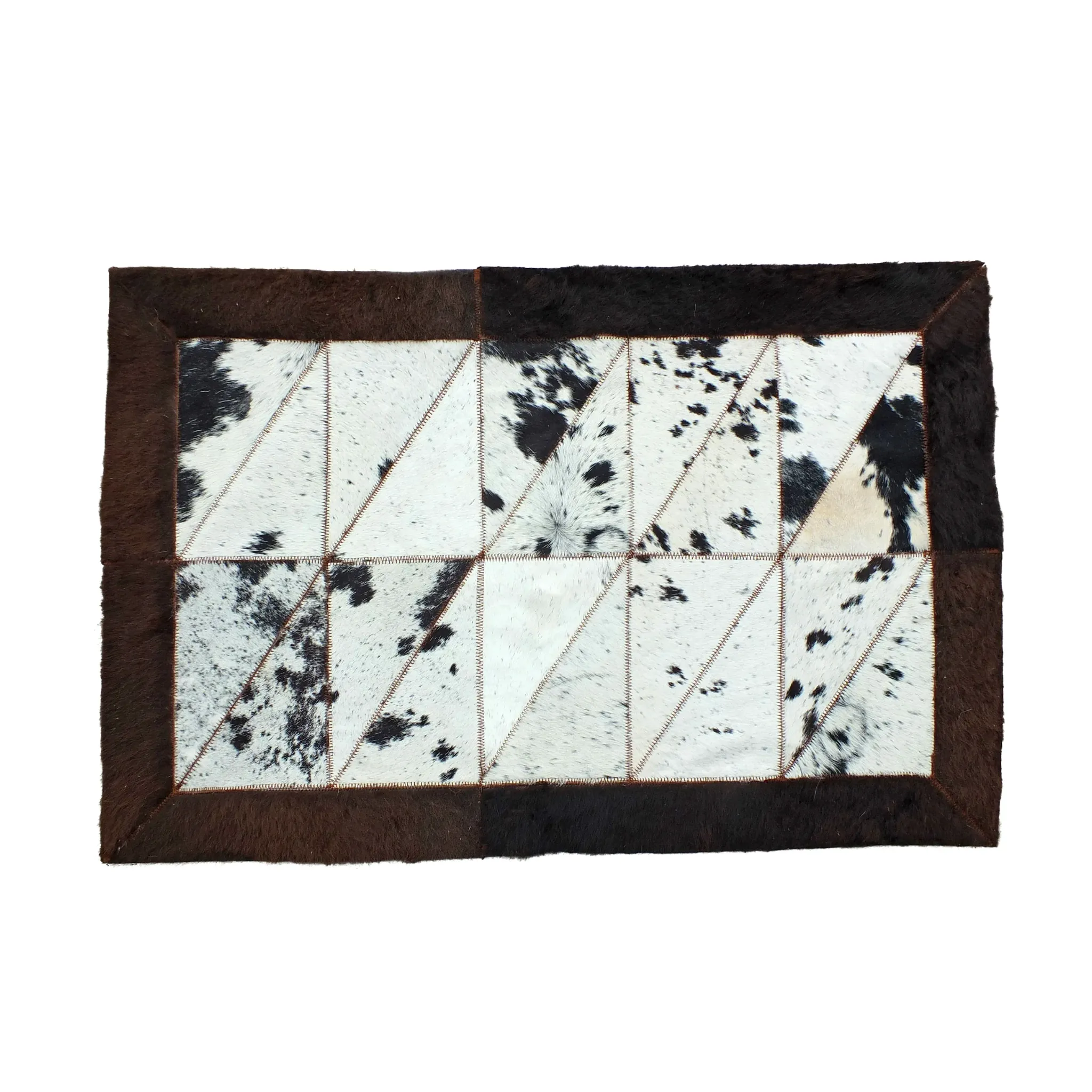 Rectangle Patchwork Area Rug - Bison Edge 2'x6' - Light Cowhide Center