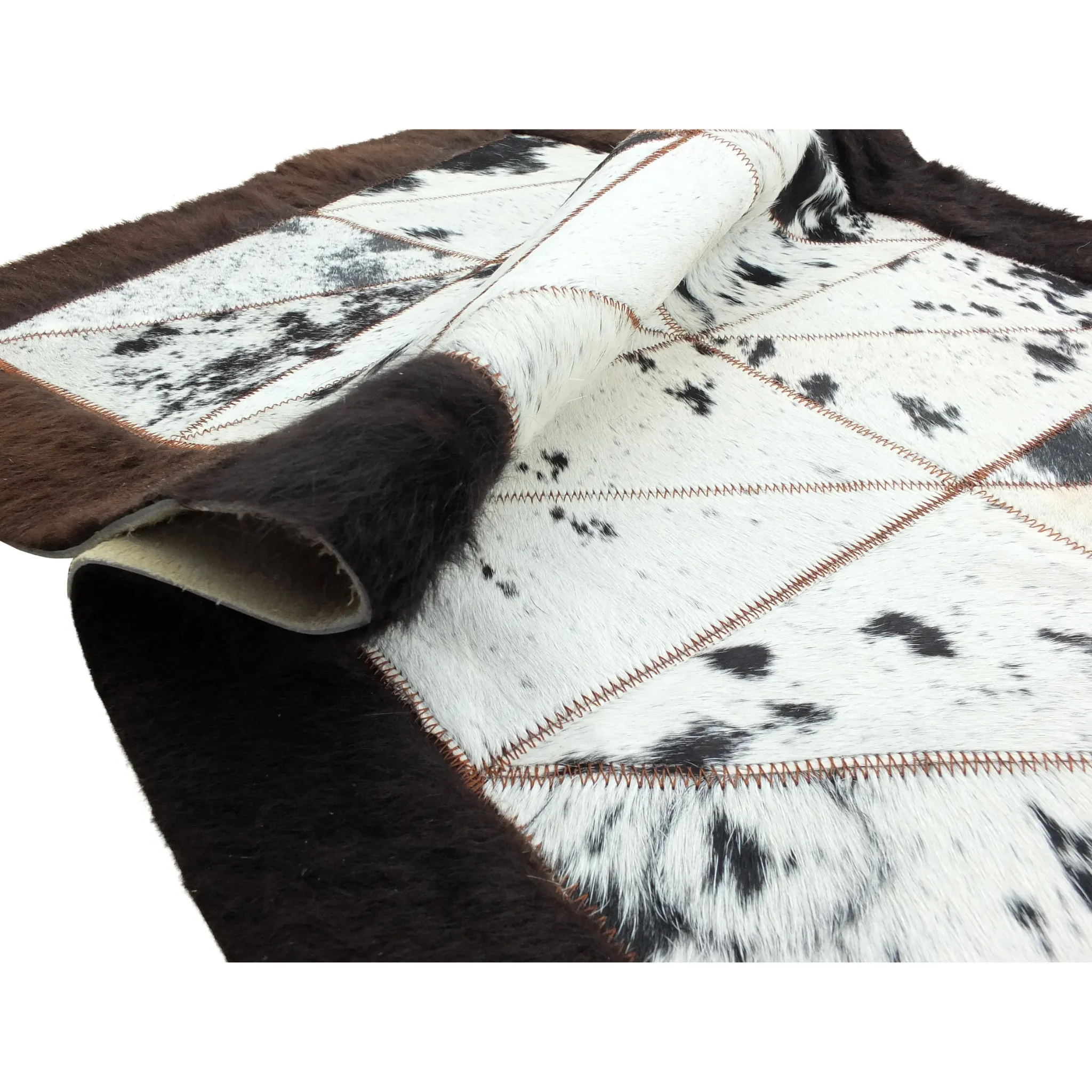 Rectangle Patchwork Area Rug - Bison Edge 2'x6' - Light Cowhide Center