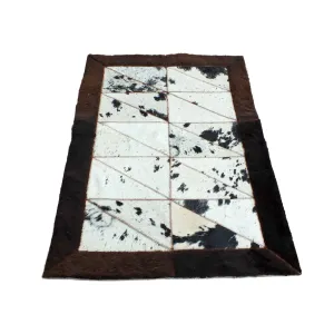 Rectangle Patchwork Area Rug - Bison Edge  & Cowhide Center 2'x6'