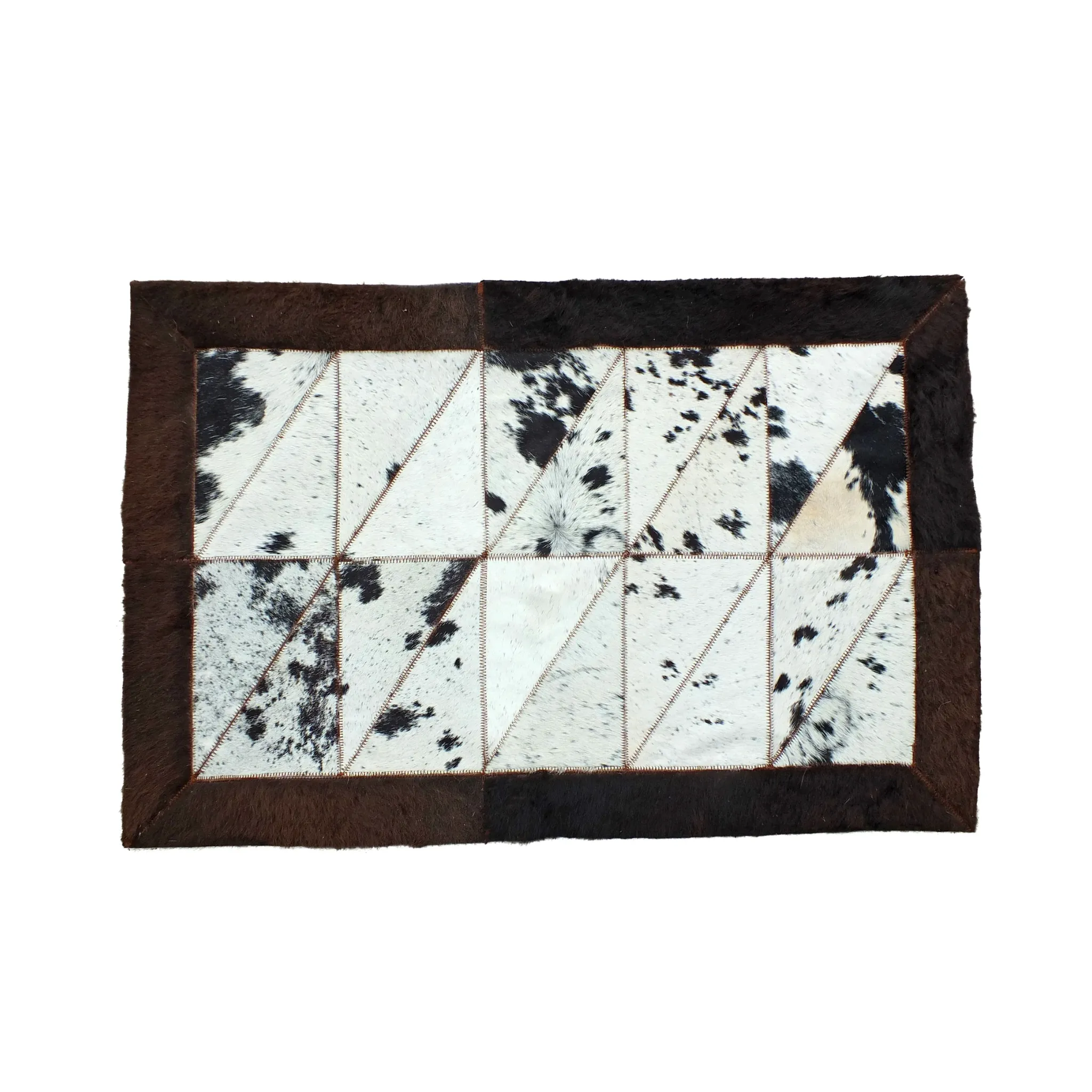 Rectangle Patchwork Area Rug - Bison Edge  & Cowhide Center 2'x6'