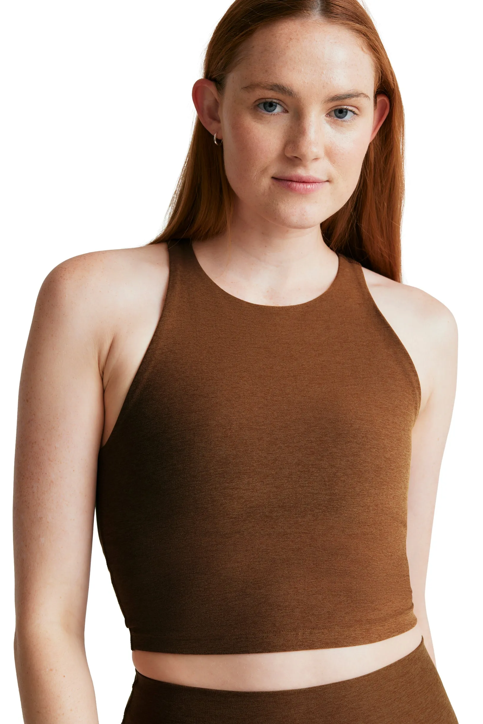 REFOCUS SPACEDYE CROPPED TANK BOLD MOCHA