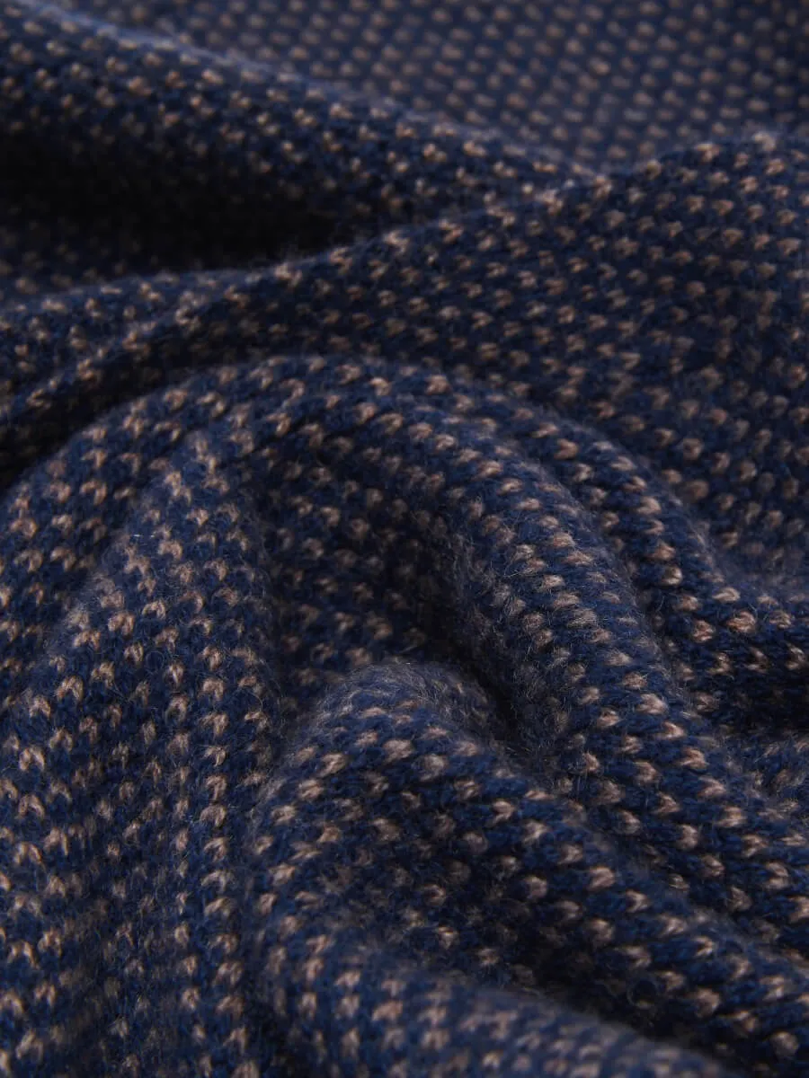 Riccardo (blue & brown) - 100% cashmere scarf with pattern