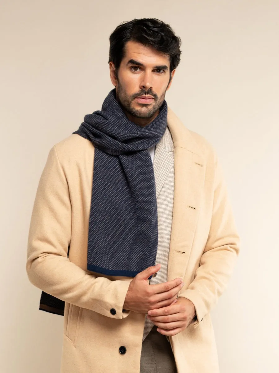 Riccardo (blue & brown) - 100% cashmere scarf with pattern