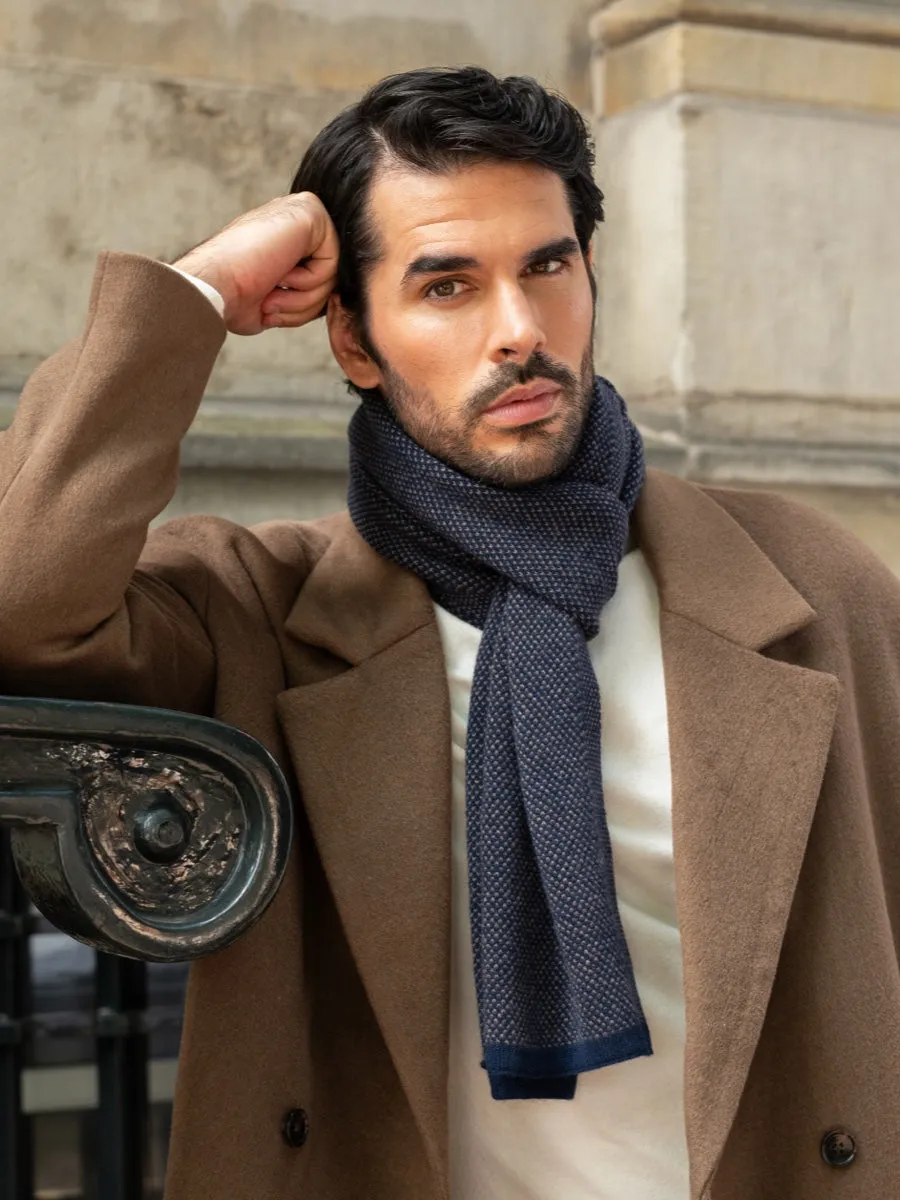 Riccardo (blue & brown) - 100% cashmere scarf with pattern