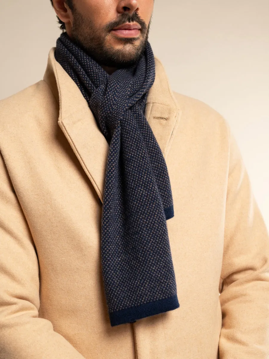 Riccardo (blue & brown) - 100% cashmere scarf with pattern