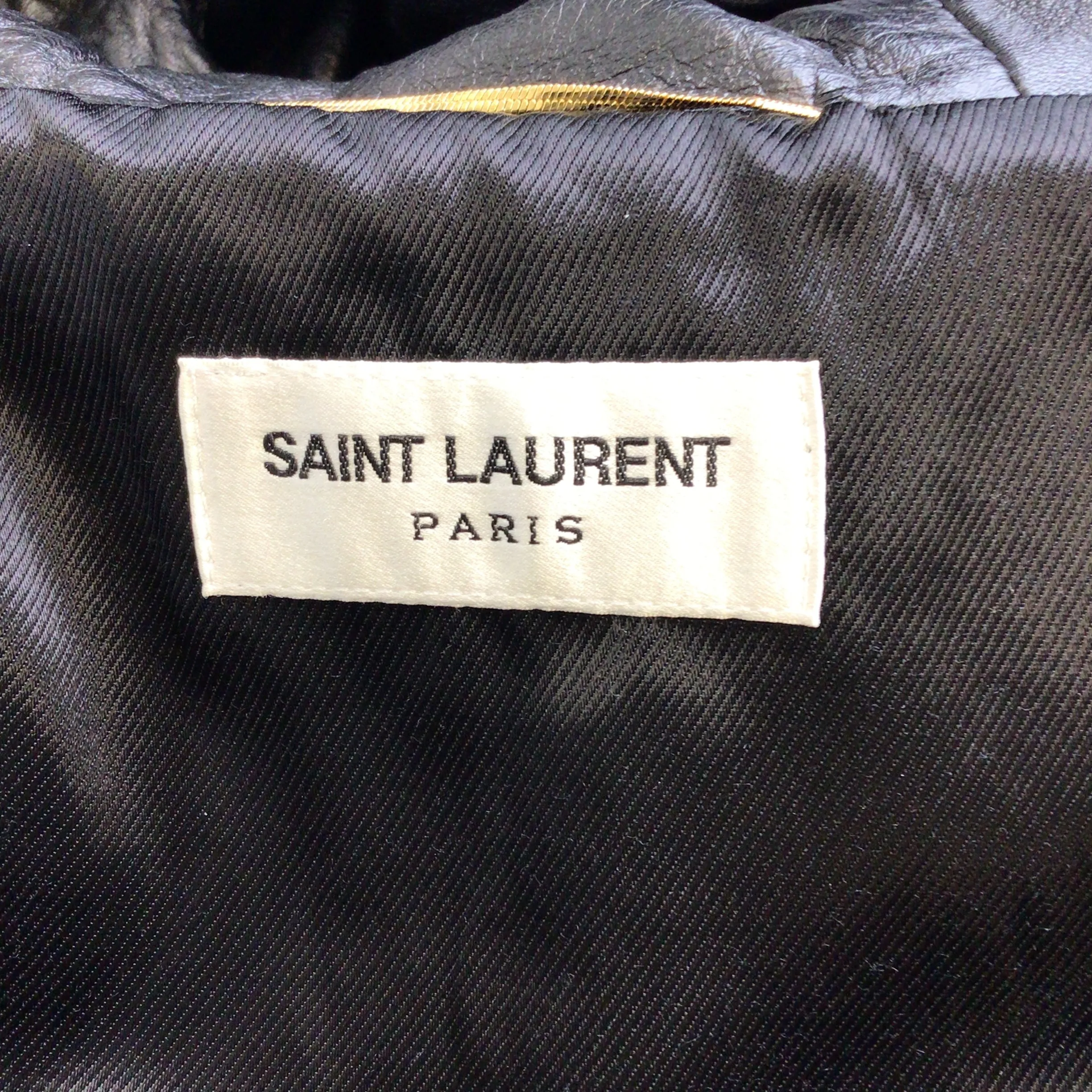 Saint Laurent Black Fringe Detail Hooded Full Zip Lambskin Leather Jacket