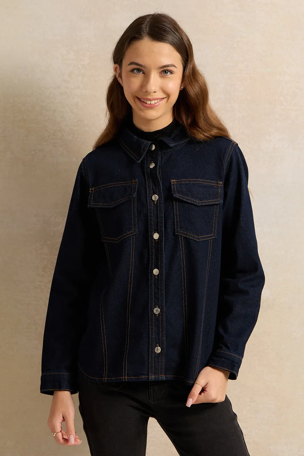 Senior Girls Navy Denim Jacket