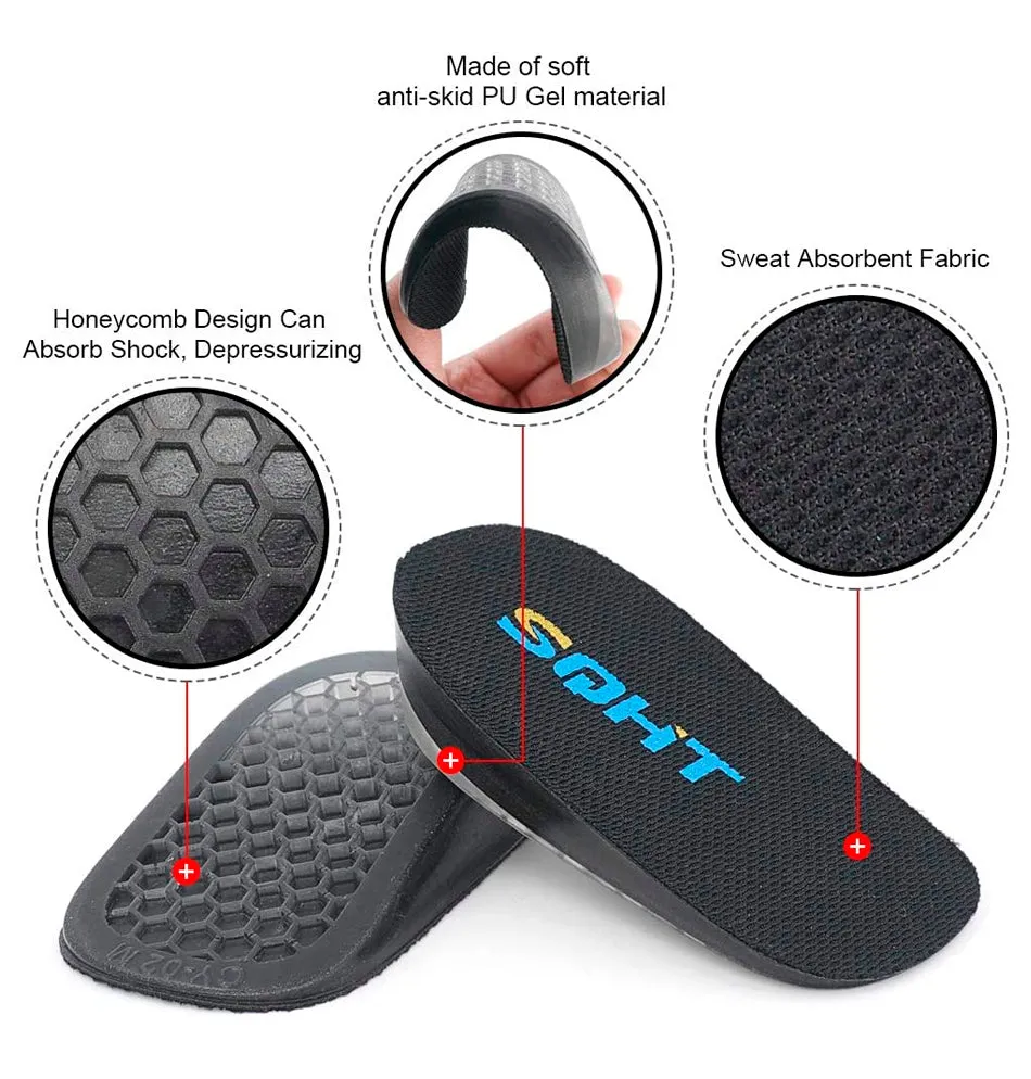 SQHT's Height Increase Insole - Gel Heel Shoe Lift Inserts, Achilles Tendon Cushion for Men and Women