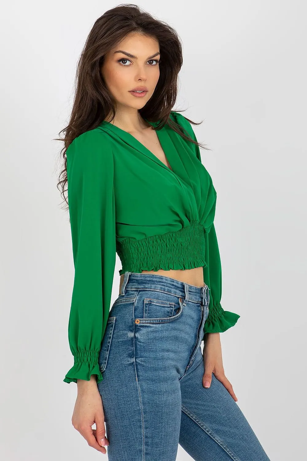 TEEK - Cropped V-Neck Blouse