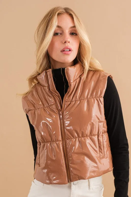 TEEK - Gloss Quilted Puffer Crop Vest