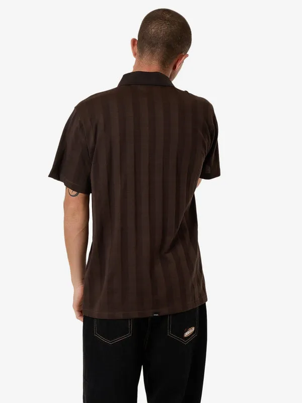 THRILLS Arts & Industrial Quarter Zip Polo - POSTAL BROWN