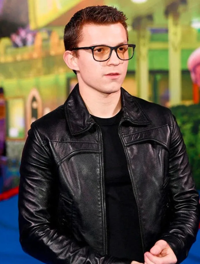 TOM HOLLAND Leather Jacket | Men Celebrity Jacket