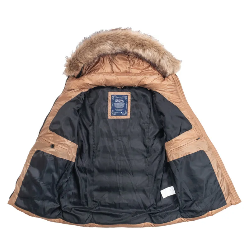 Women's Classic Down Jacket With Faux Fur Trim