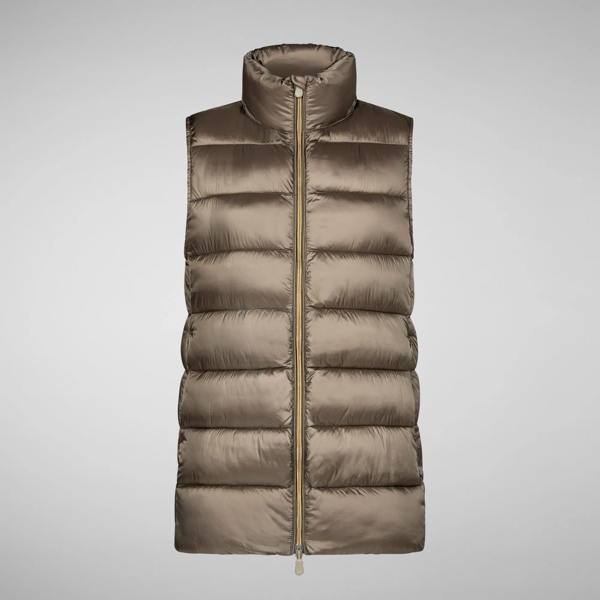 Women's Coral Puffer Vest in Mud Grey