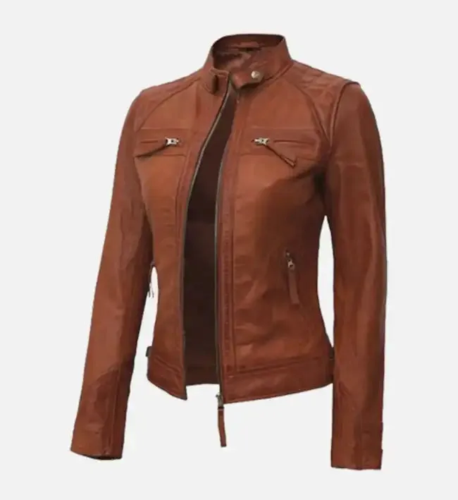 Women's Premium Tan Motorcycle Leather Jacket