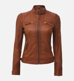 Women's Premium Tan Motorcycle Leather Jacket